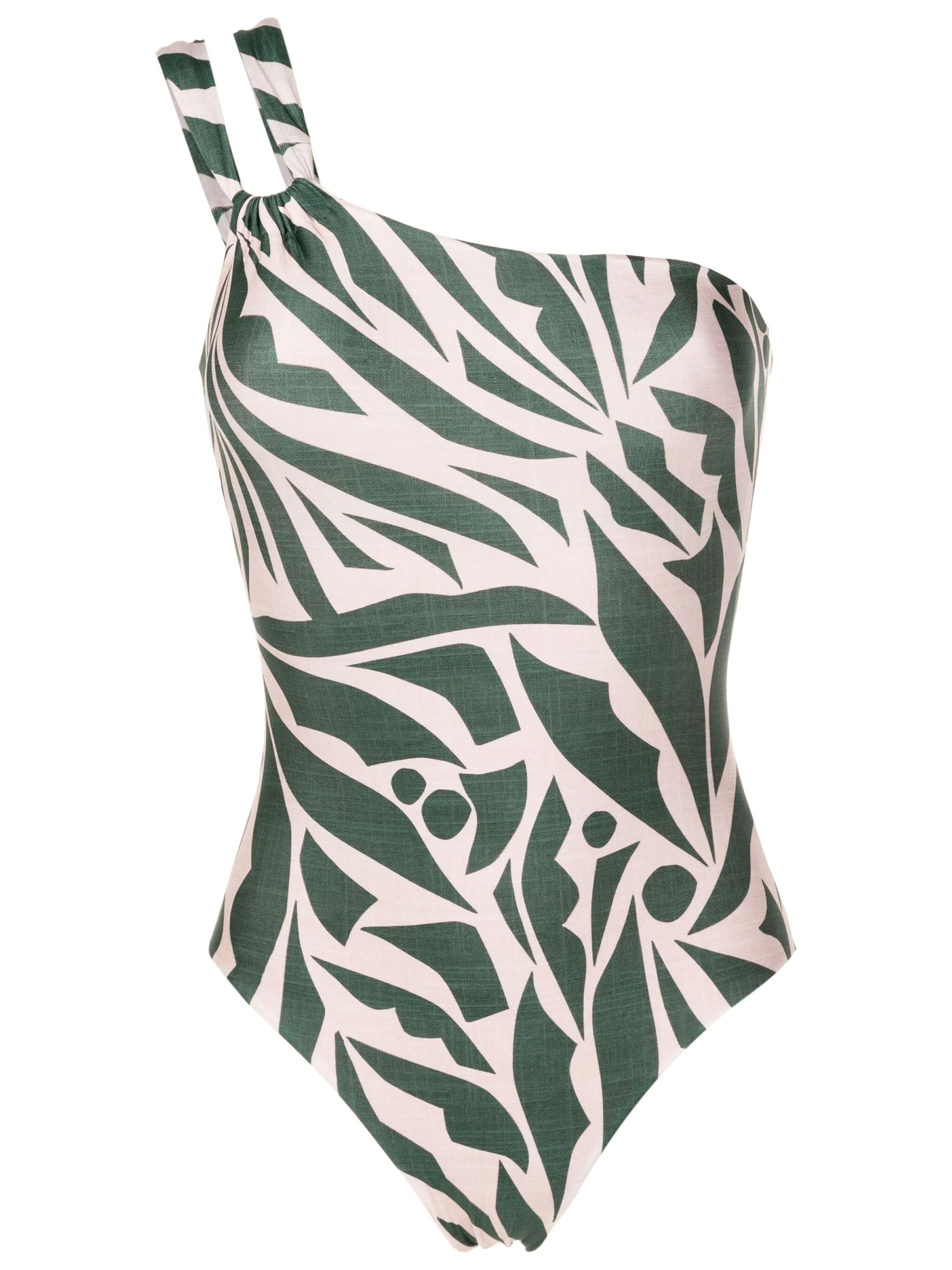 Miusha Abstracte-Print One-Shoulder Swimsuit