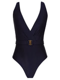Evita Blue Plain Swimsuit