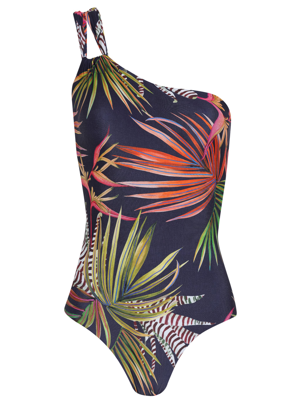 Miusha Foliage-Print One-Shoulder Swimsuit