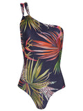 Miusha Foliage-Print One-Shoulder Swimsuit
