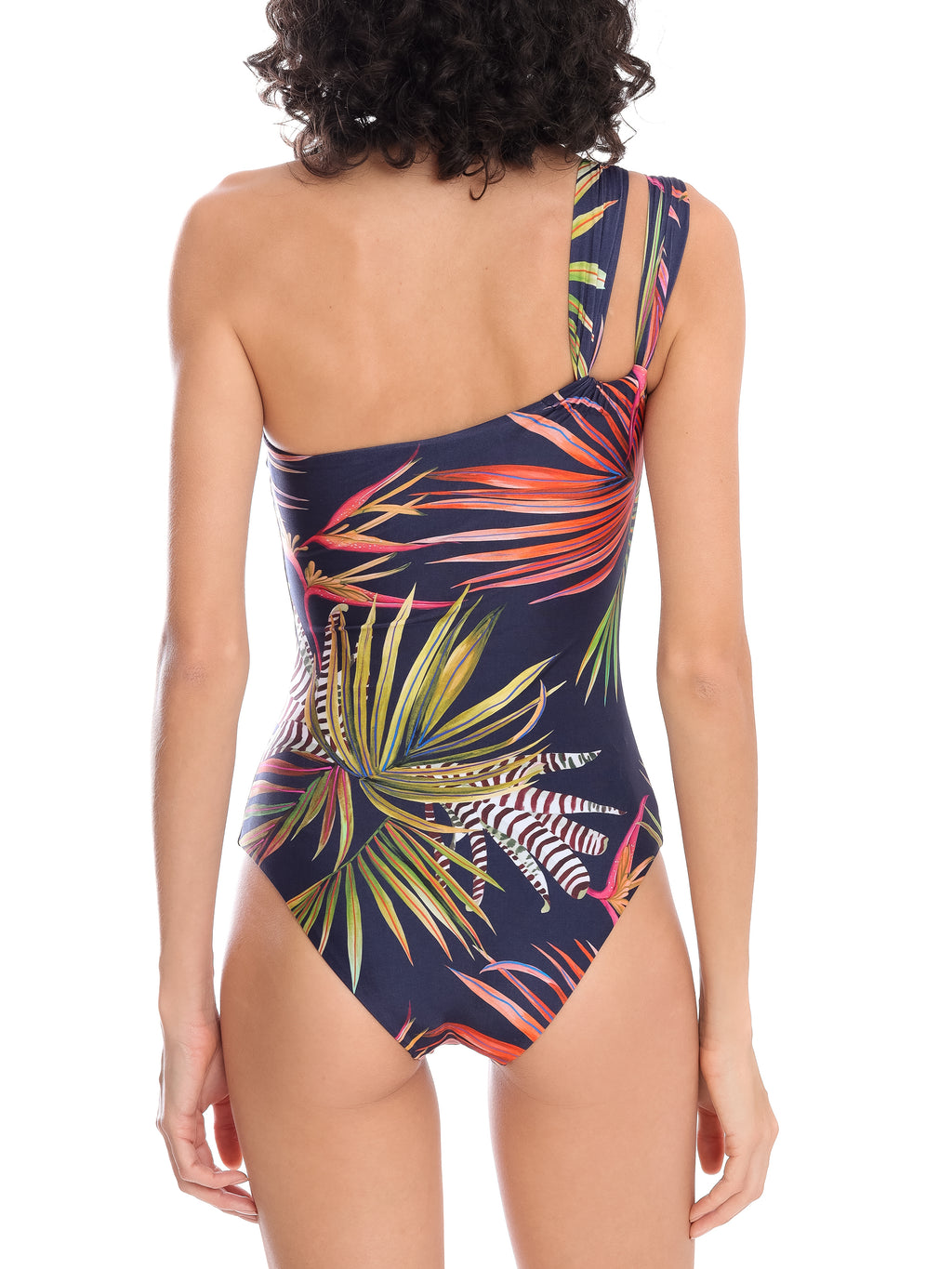 Miusha Foliage-Print One-Shoulder Swimsuit
