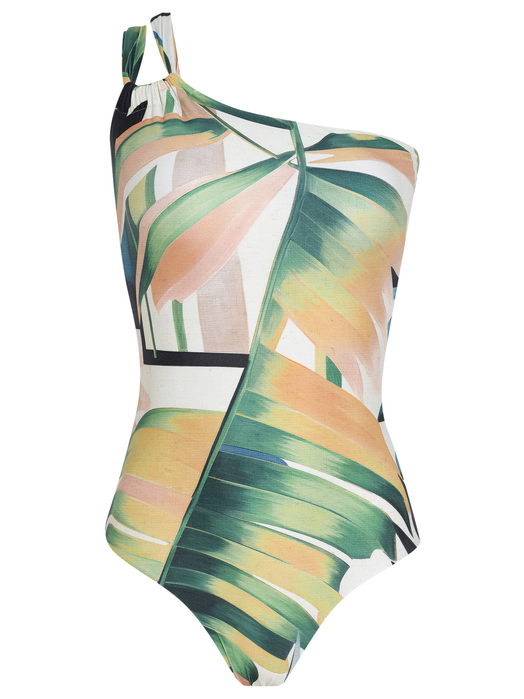 Miusha Foliage-Print One-Shoulder Swimsuit