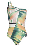 Miusha Foliage-Print One-Shoulder Swimsuit
