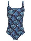 Hapuna Stingrays-Print Square-Neck Striped Swimsuit