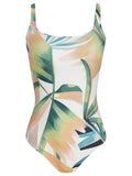 Hapuna  Foliage-Print Square-Neck Striped Swimsuit