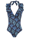 Attitude Stingrays-Print Ruffled Swimsuit Raja