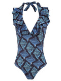 Attitude Stingrays-Print Ruffled Swimsuit Raja