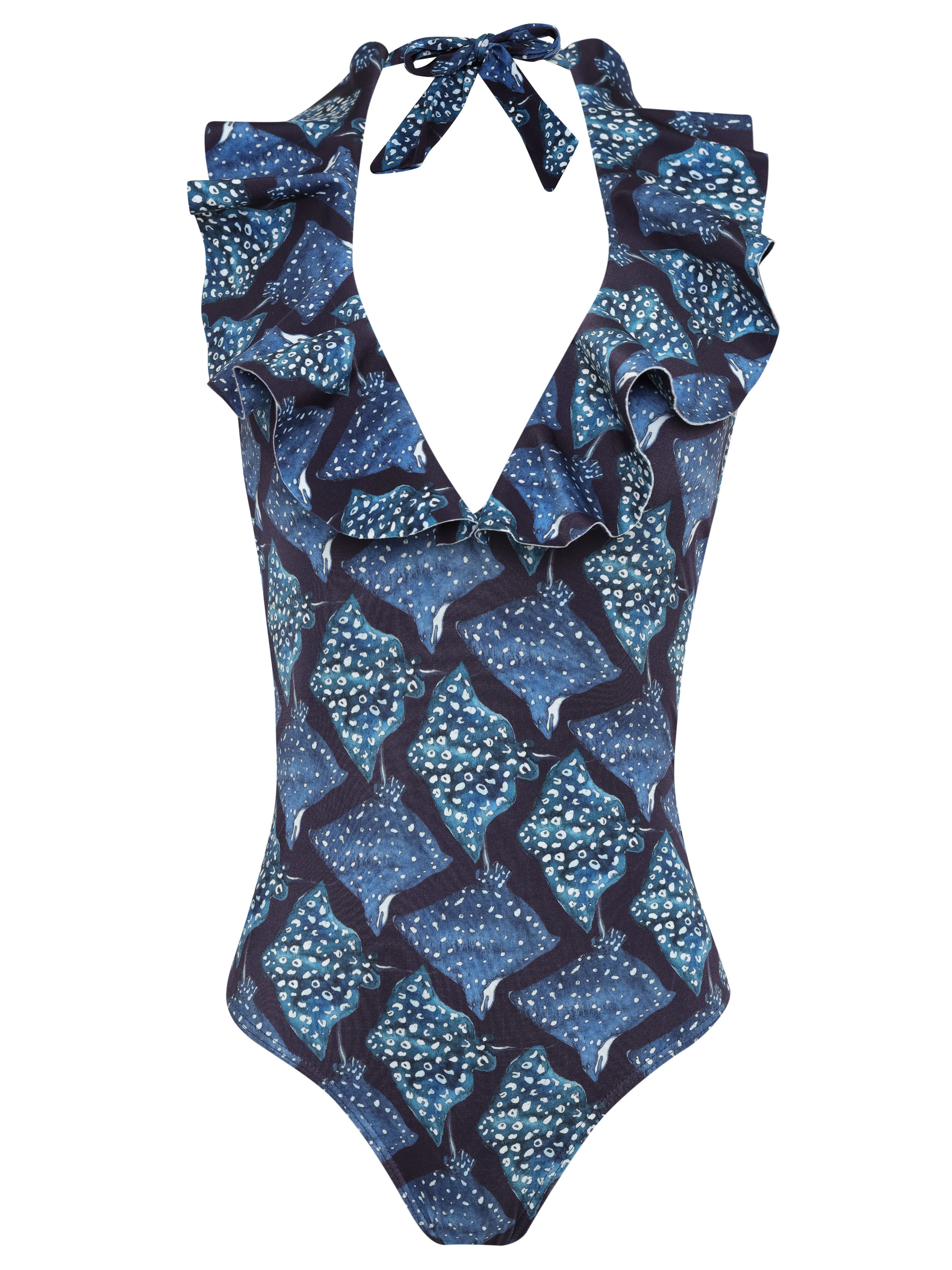 Attitude Stingrays-Print Ruffled Swimsuit Raja
