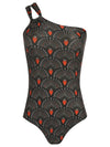 Miusha Geometric-Print One-Shoulder Swimsuit Cocar