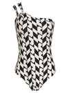 Miusha Geometric-Print  One-Shoulder Swimsuit Zaya