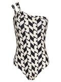 Miusha Geometric-Print  One-Shoulder Swimsuit