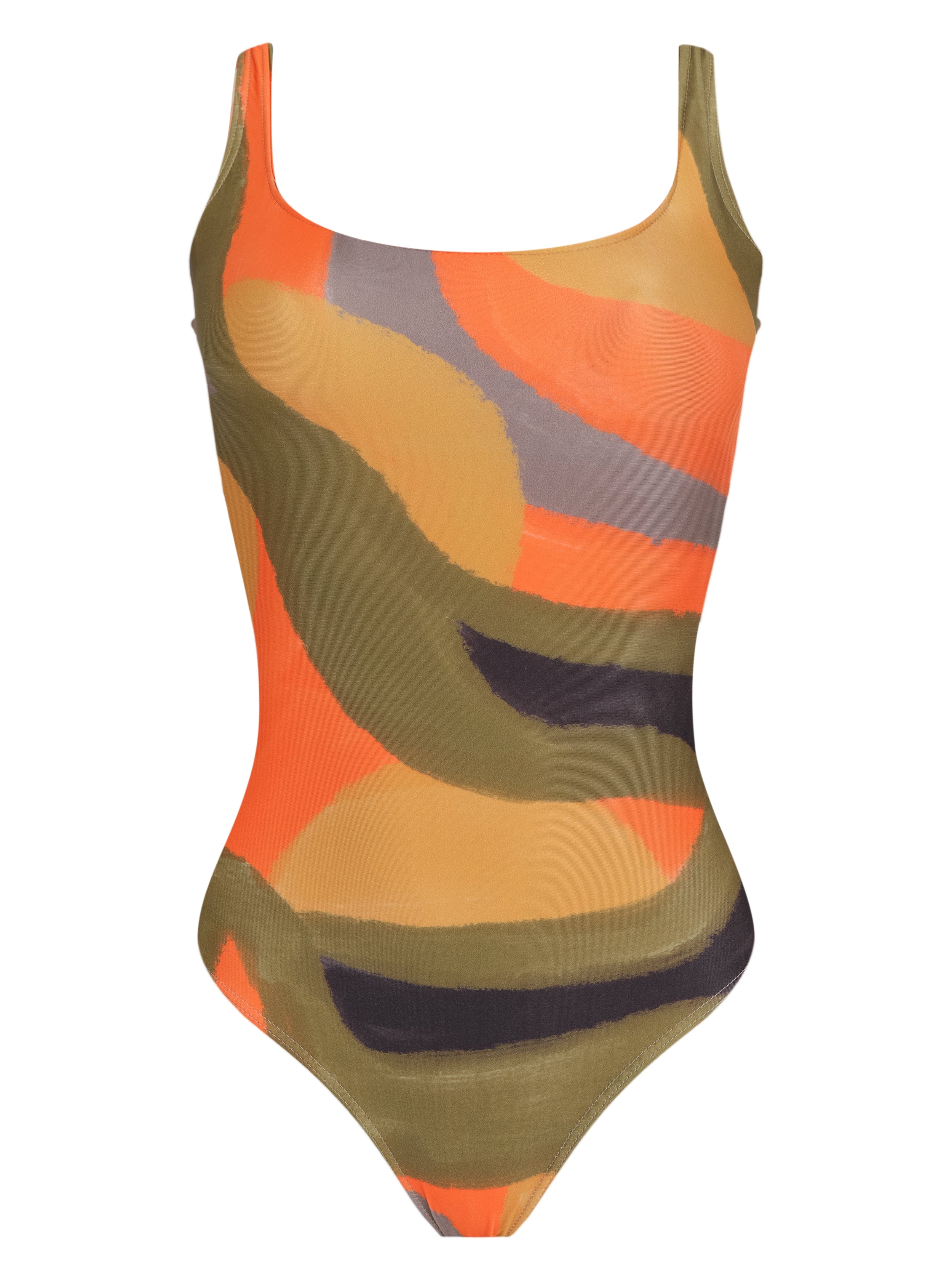 Hapuna Abstracte-Print  Square-Neck Striped  Swimsuit