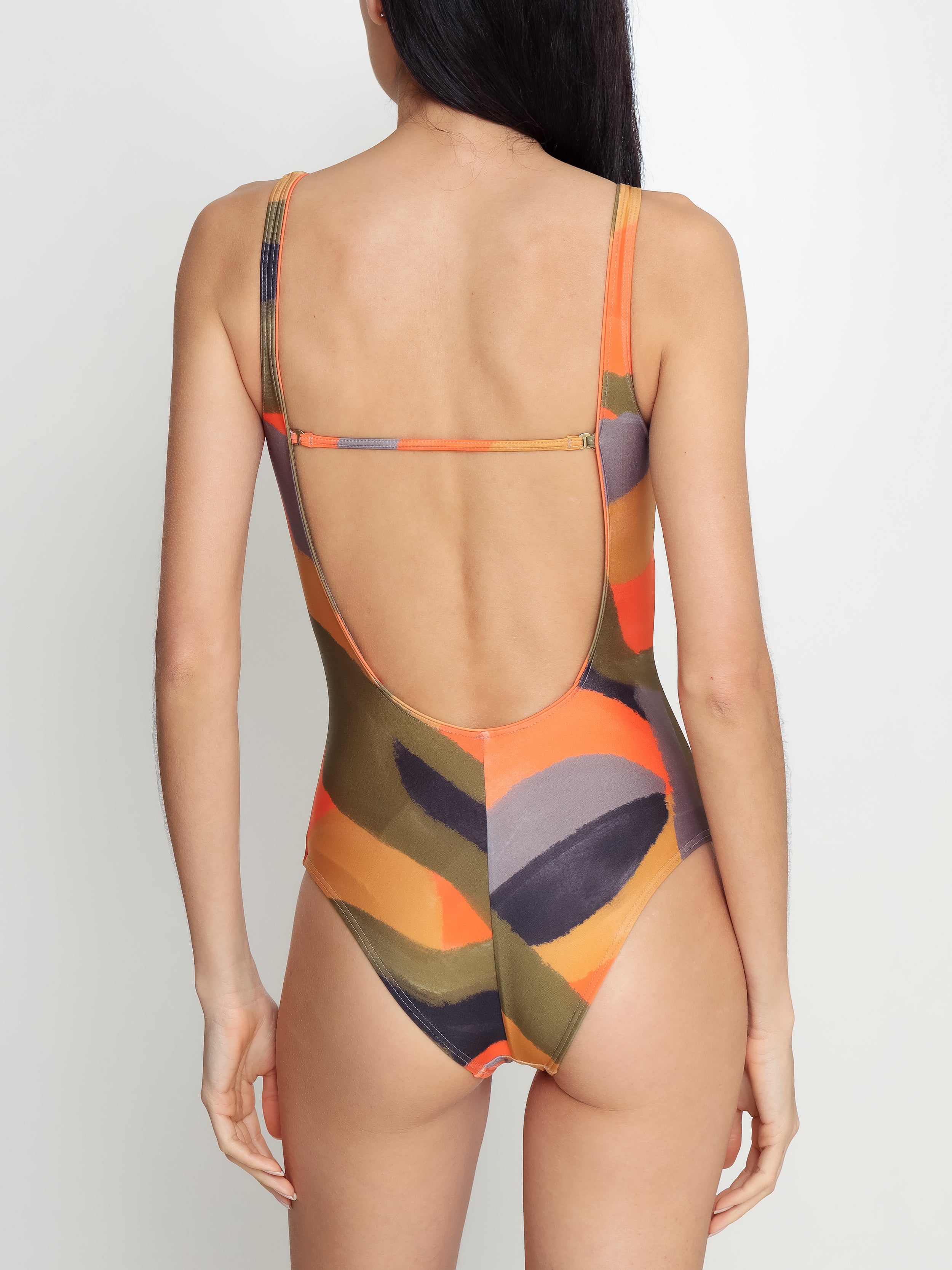 Hapuna Abstracte-Print  Square-Neck Striped  Swimsuit