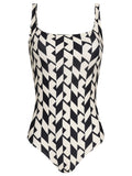 Hapuna Geometric-Print Square-Neck Striped Swimsuit