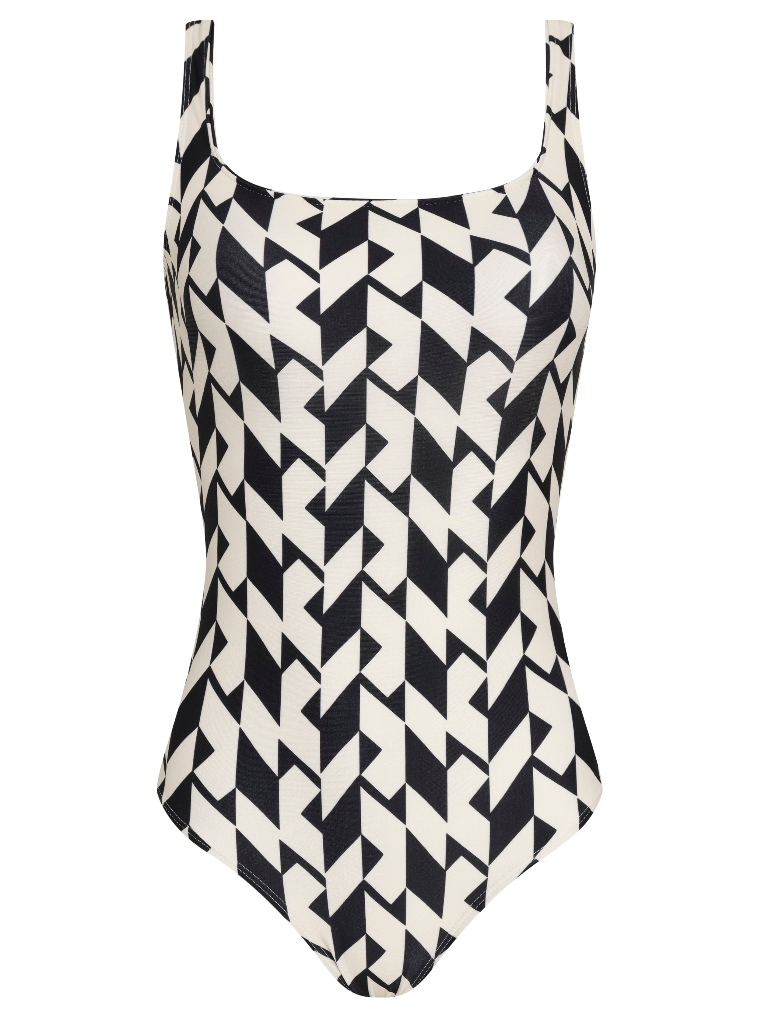 Hapuna Geometric-Print Square-Neck Striped Swimsuit