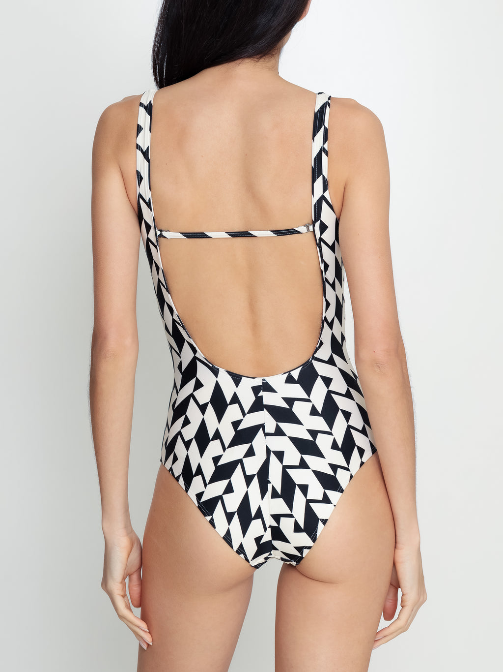 Hapuna Geometric-Print Square-Neck Striped Swimsuit