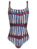 Hapuna Graphic-Print Square-Neck Striped Swimsuit