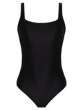 Hapuna Black Plain Square-Neck  Striped Swimsuit