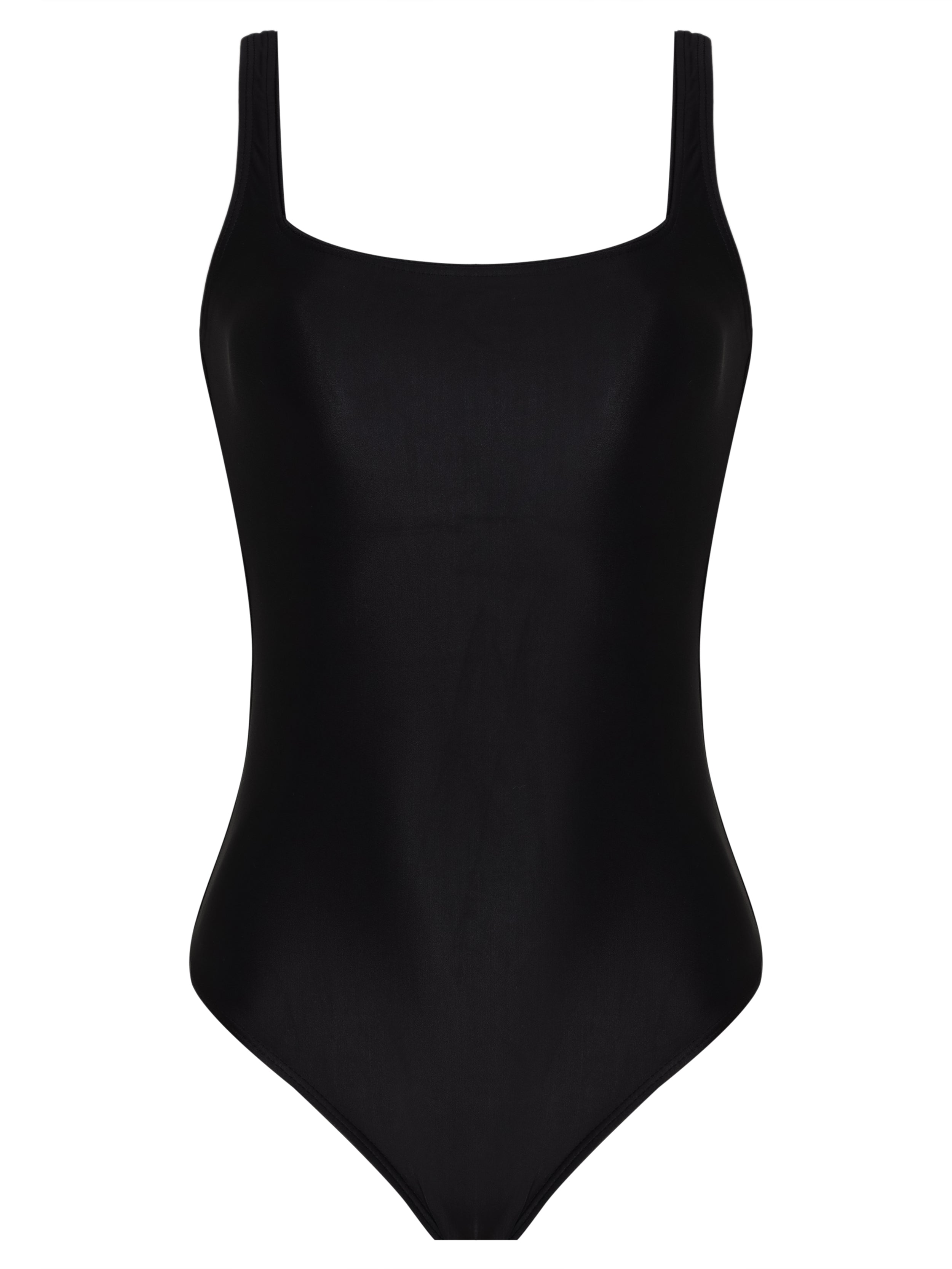 Hapuna Black Plain Square-Neck  Striped Swimsuit