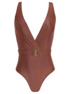 Evita Brown Plain Swimsuit