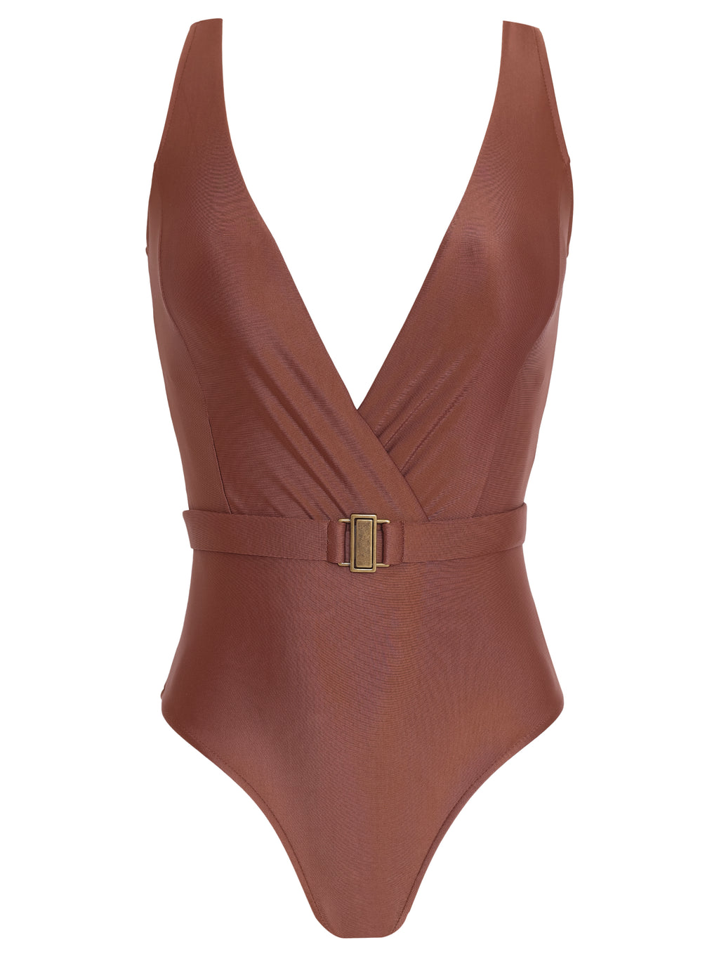 Evita Brown Plain Swimsuit