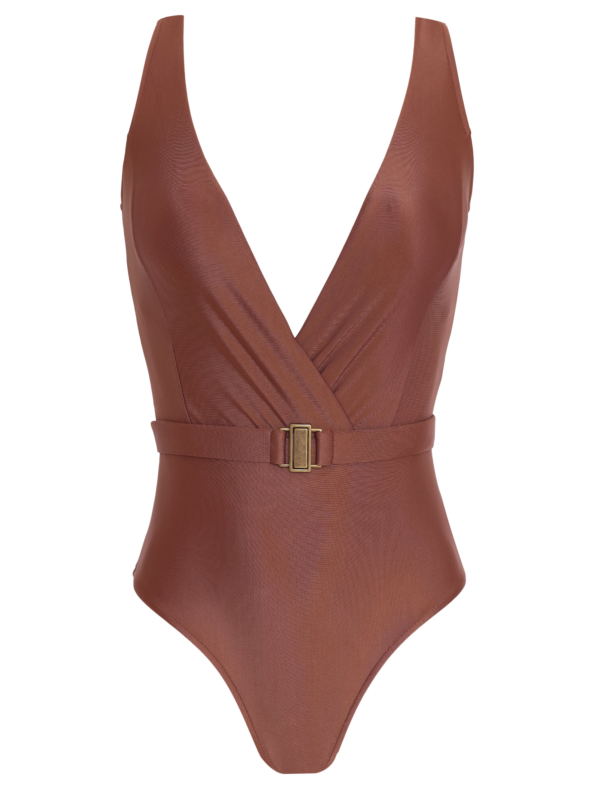Evita Brown Plain Swimsuit