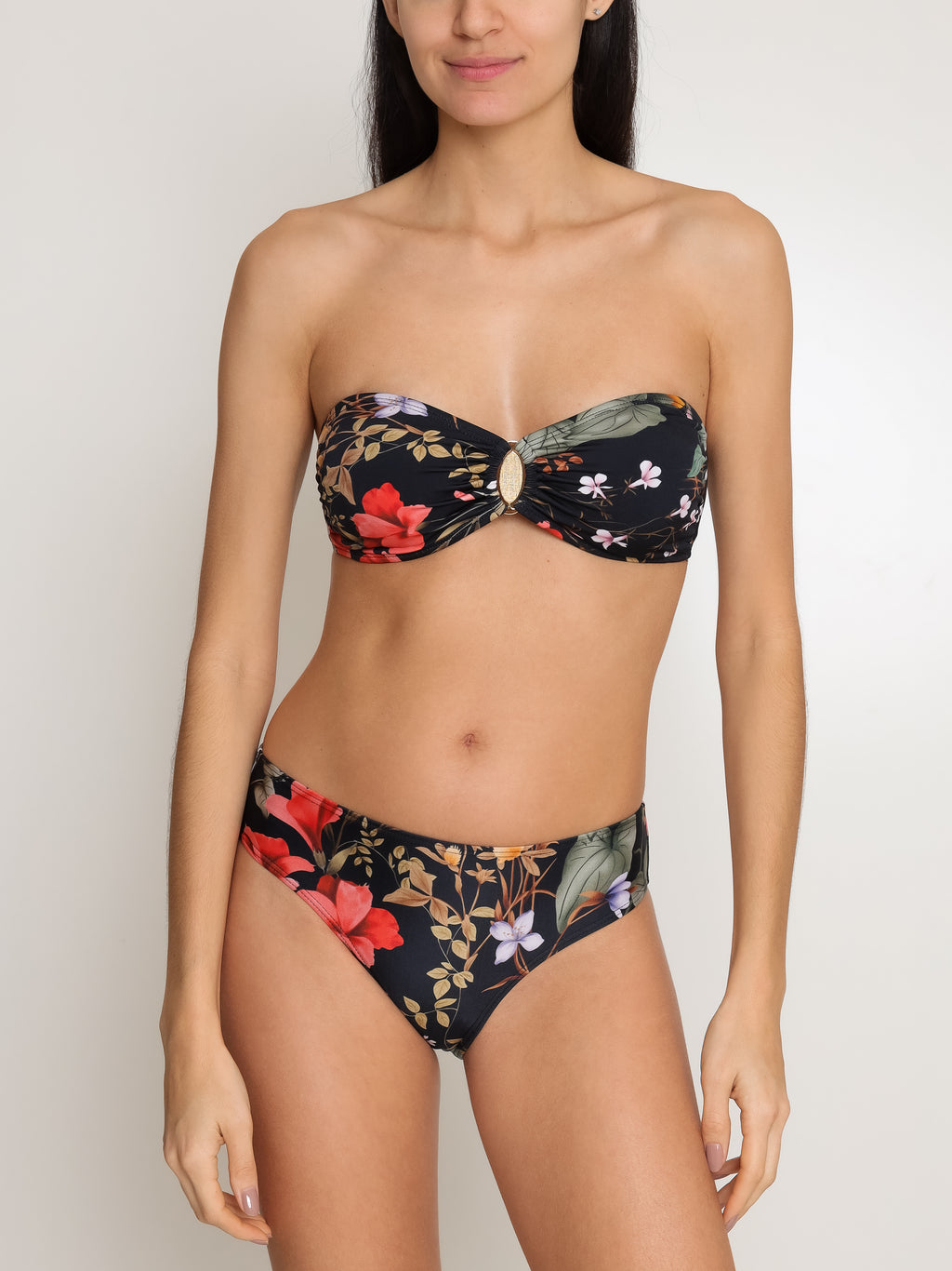 Fiorella Floral-Print Bikini Set Strapless Orvalho