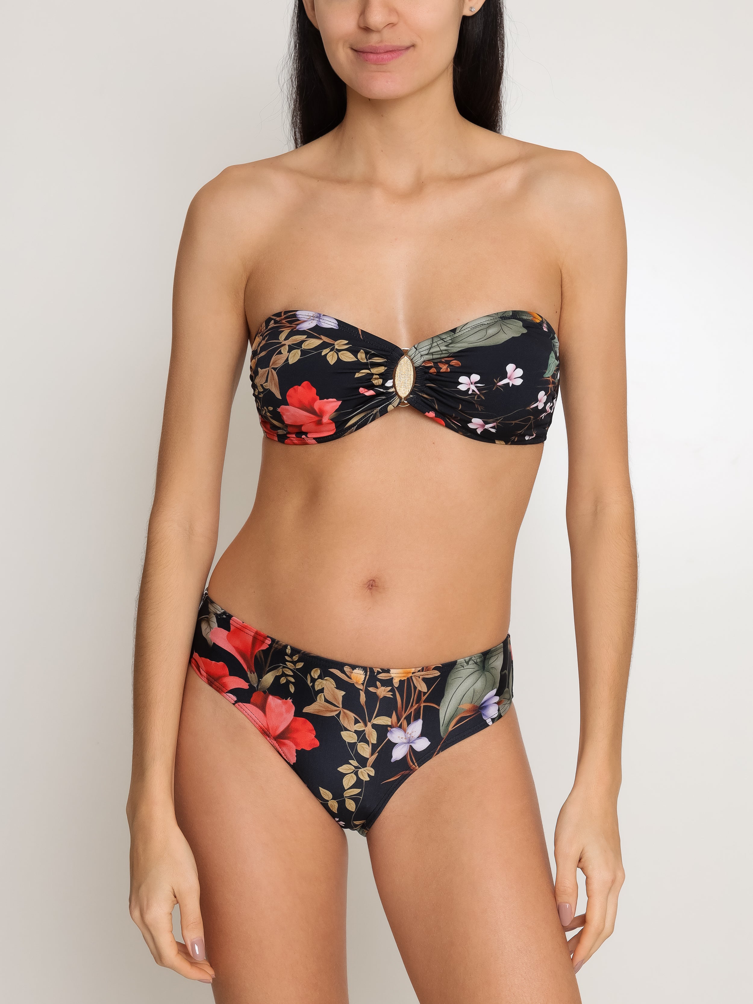 Fiorella Floral-Print Bikini Set Strapless Orvalho
