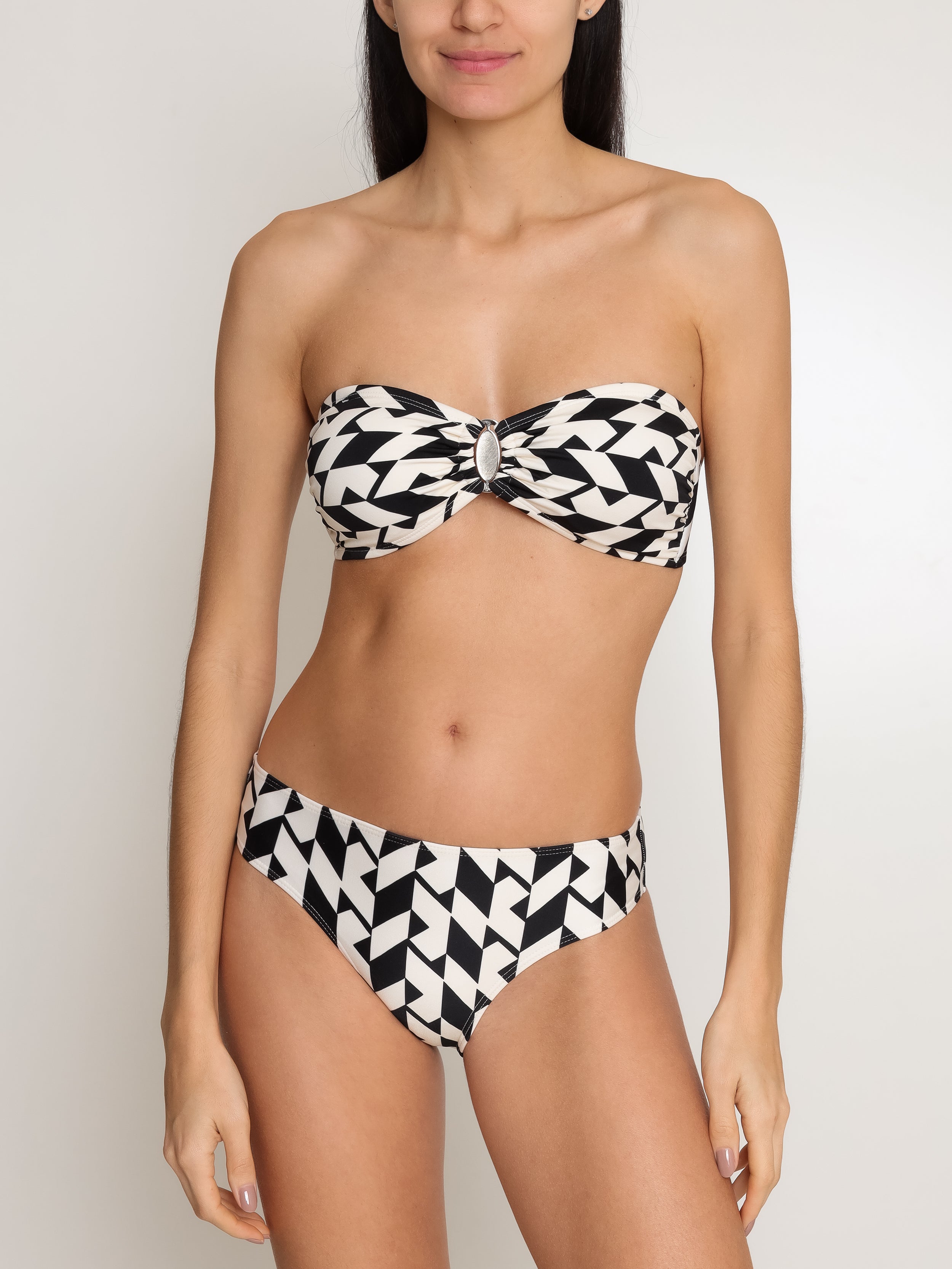 Fiorella Geometric-Print Bikini Set Strapless Zaya