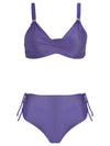 Marcela Purple Plain Ruched-Detail Bikini Set