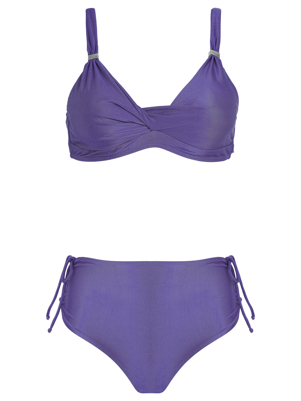 Marcela Purple Plain Ruched-Detail Bikini Set