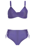 Marcela Purple Plain Ruched-Detail Bikini Set