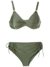 Marcela Green Plain Ruched-Detail Bikini Set