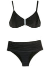 Anne Black Plain Ruched-Detail Bikini Set