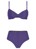 Veronica Purple Plain Twisted Bikini Set