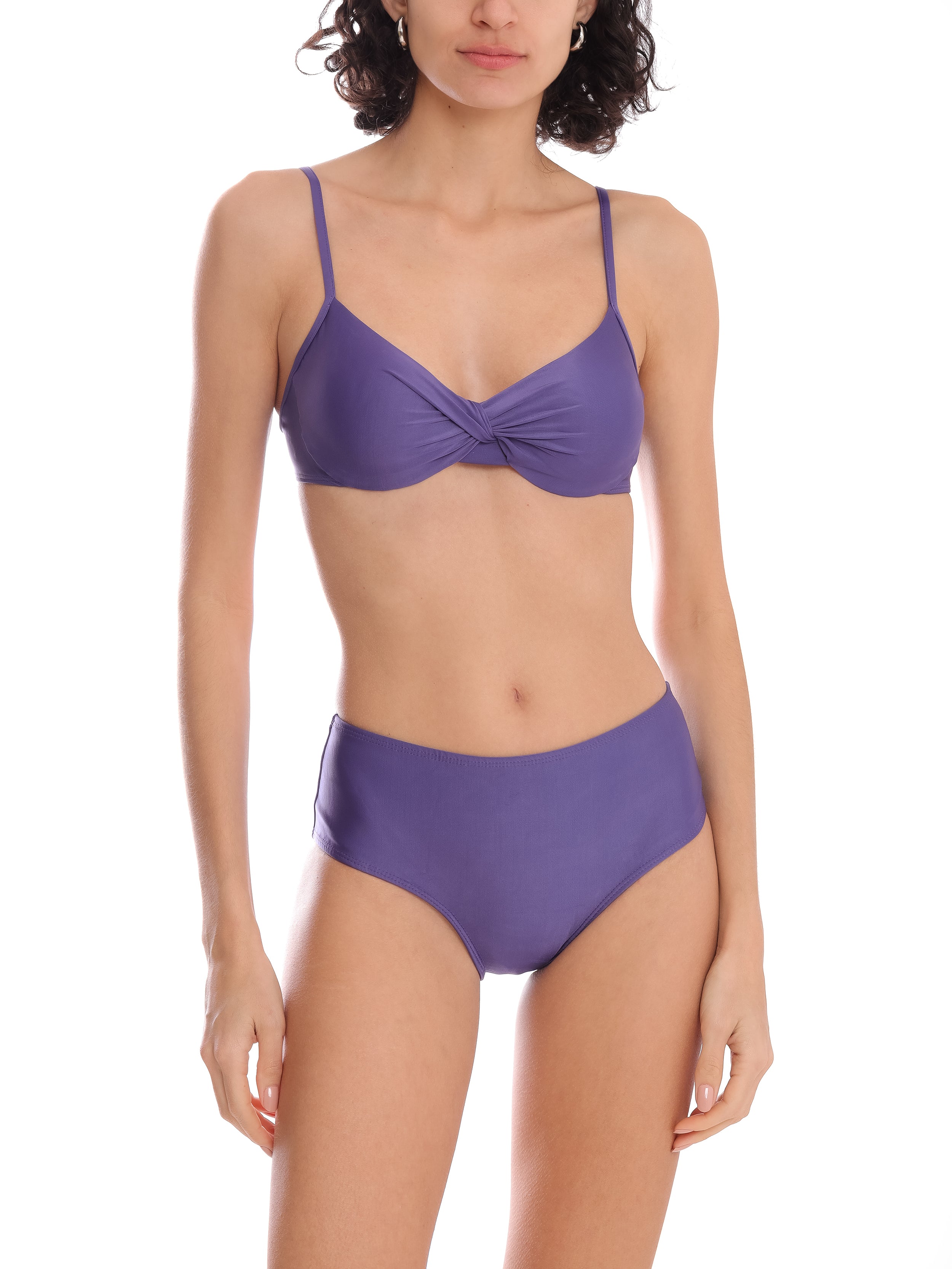 Veronica Purple Plain Twisted Bikini Set