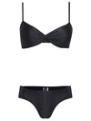 Vitoria Black Plain Twist-Front Bikini Set
