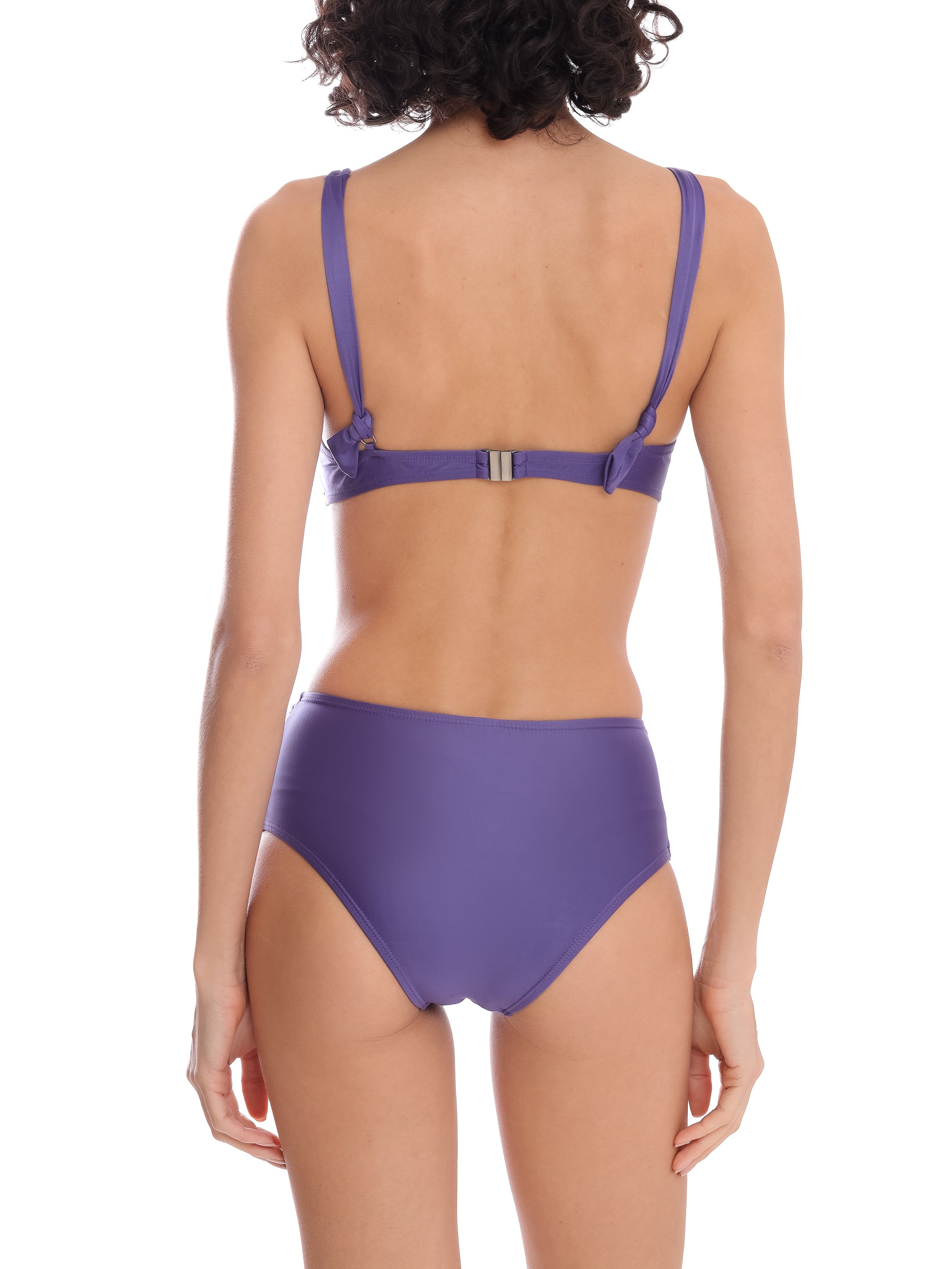 Marianne Purple Plain Ruched-Detail Bikini Set