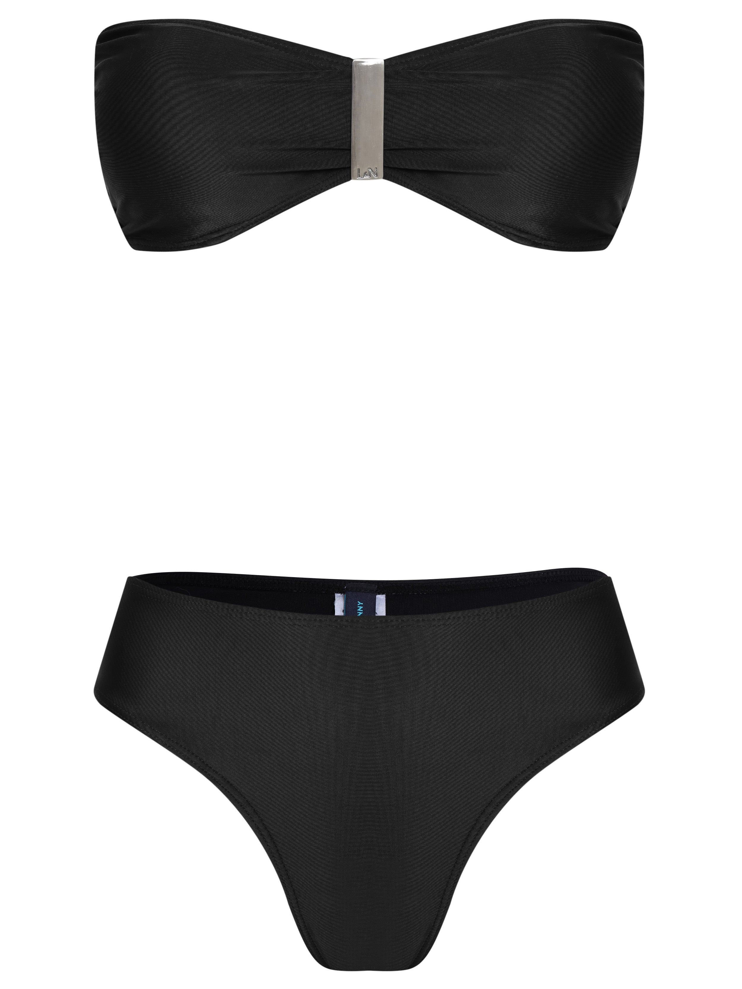 Ester Black Plain Bikini Set Strapless