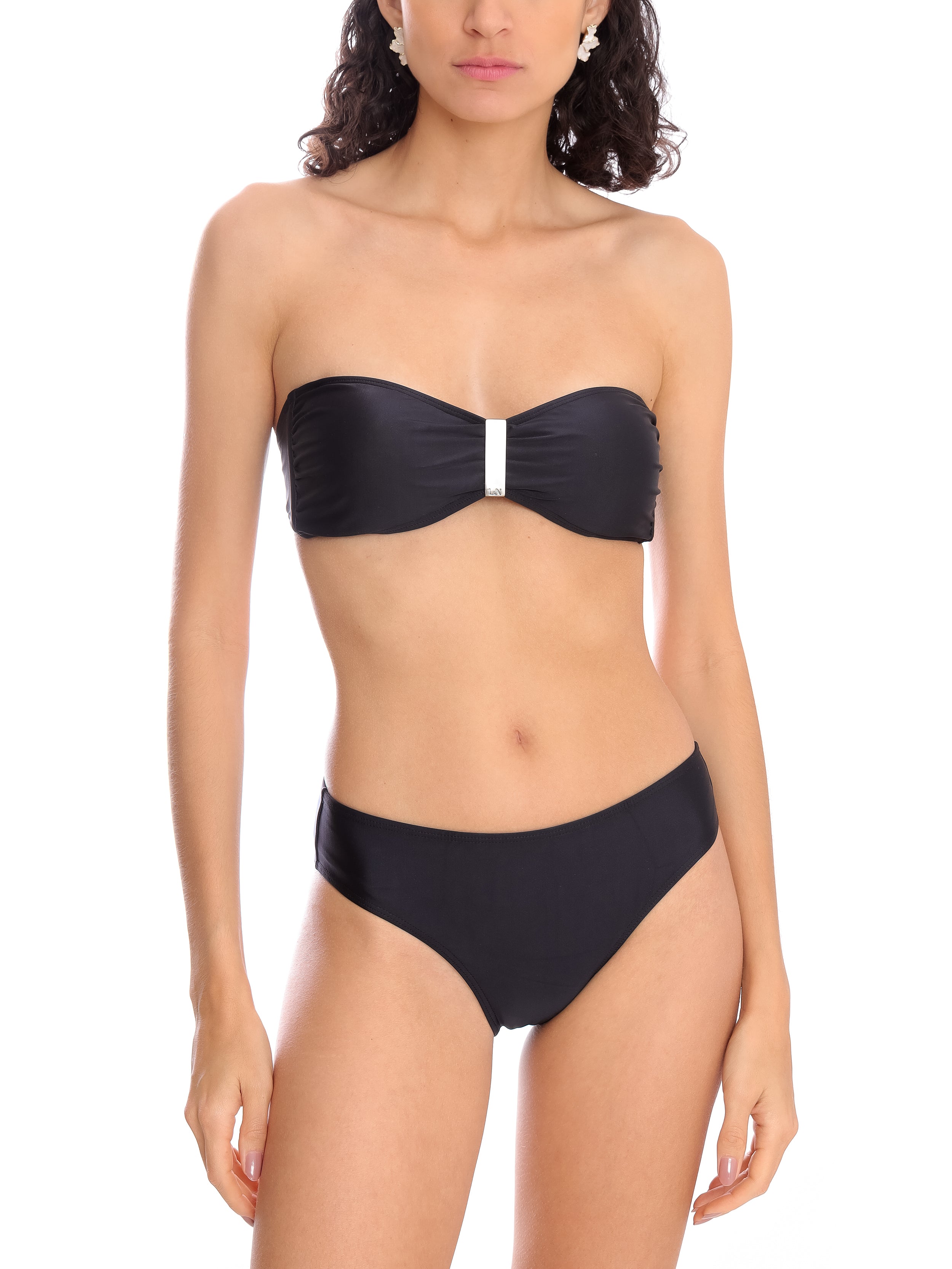 Ester Black Plain Bikini Set Strapless
