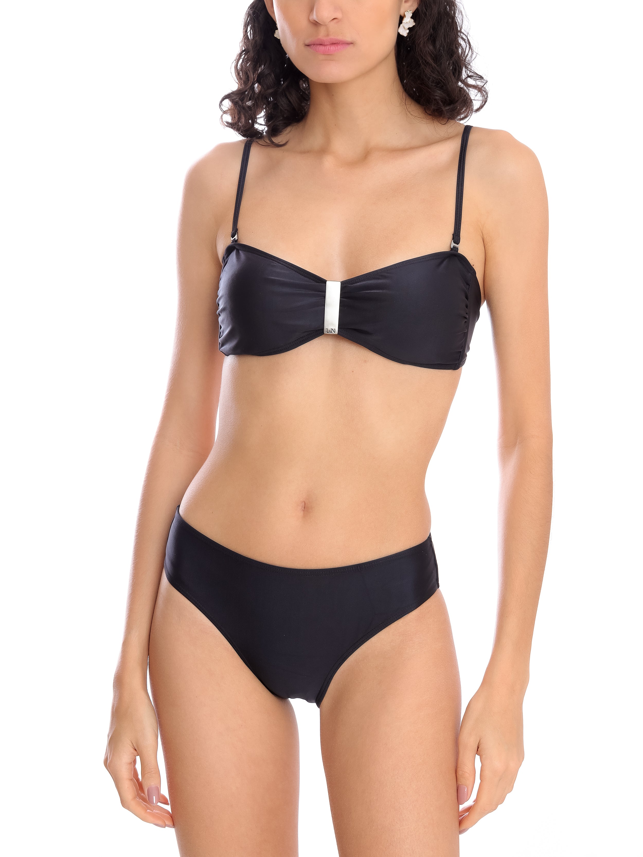 Ester Black Plain Bikini Set Strapless