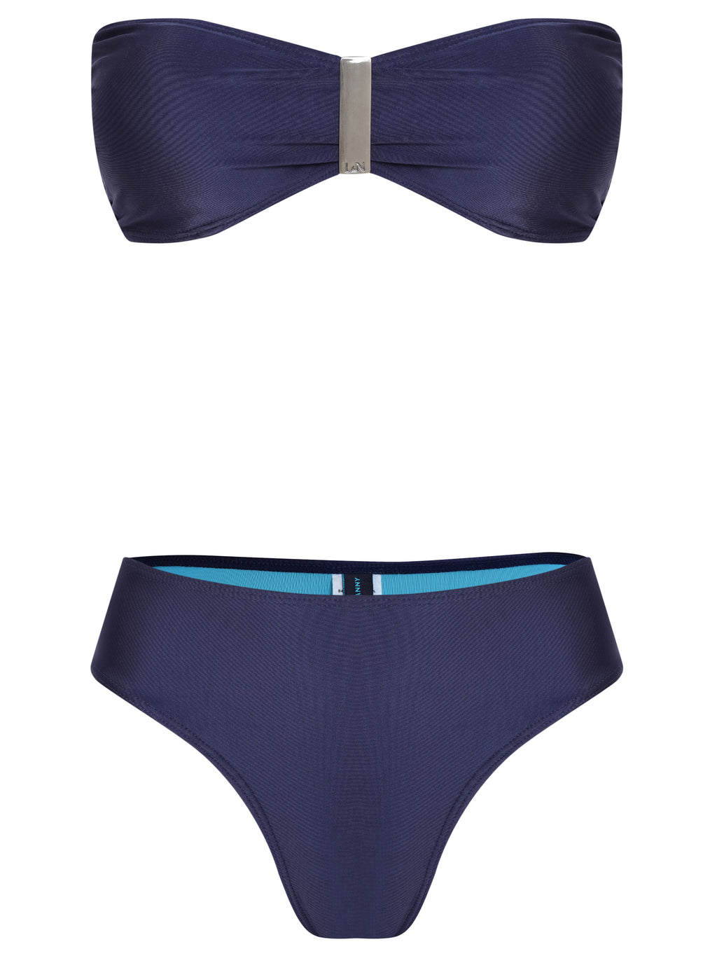 Ester Blue Plain Bikini Set Strapless