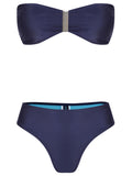 Ester Blue Plain Bikini Set Strapless