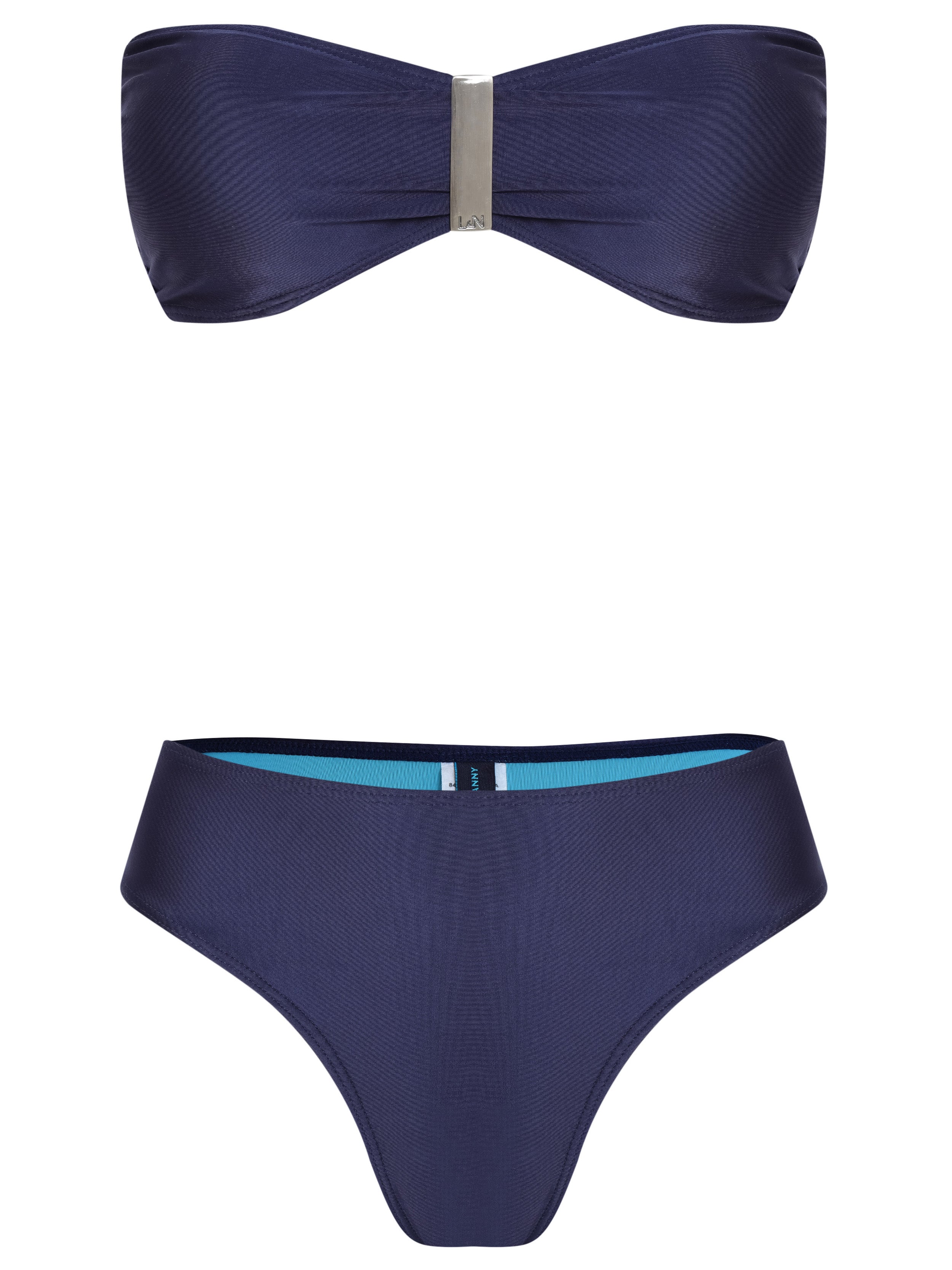 Ester Blue Plain Bikini Set Strapless