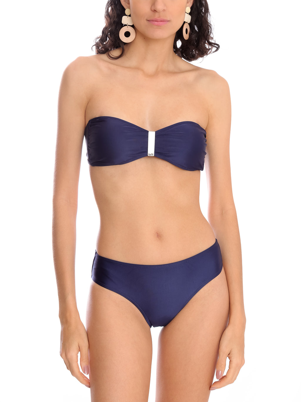 Ester Blue Plain Bikini Set Strapless