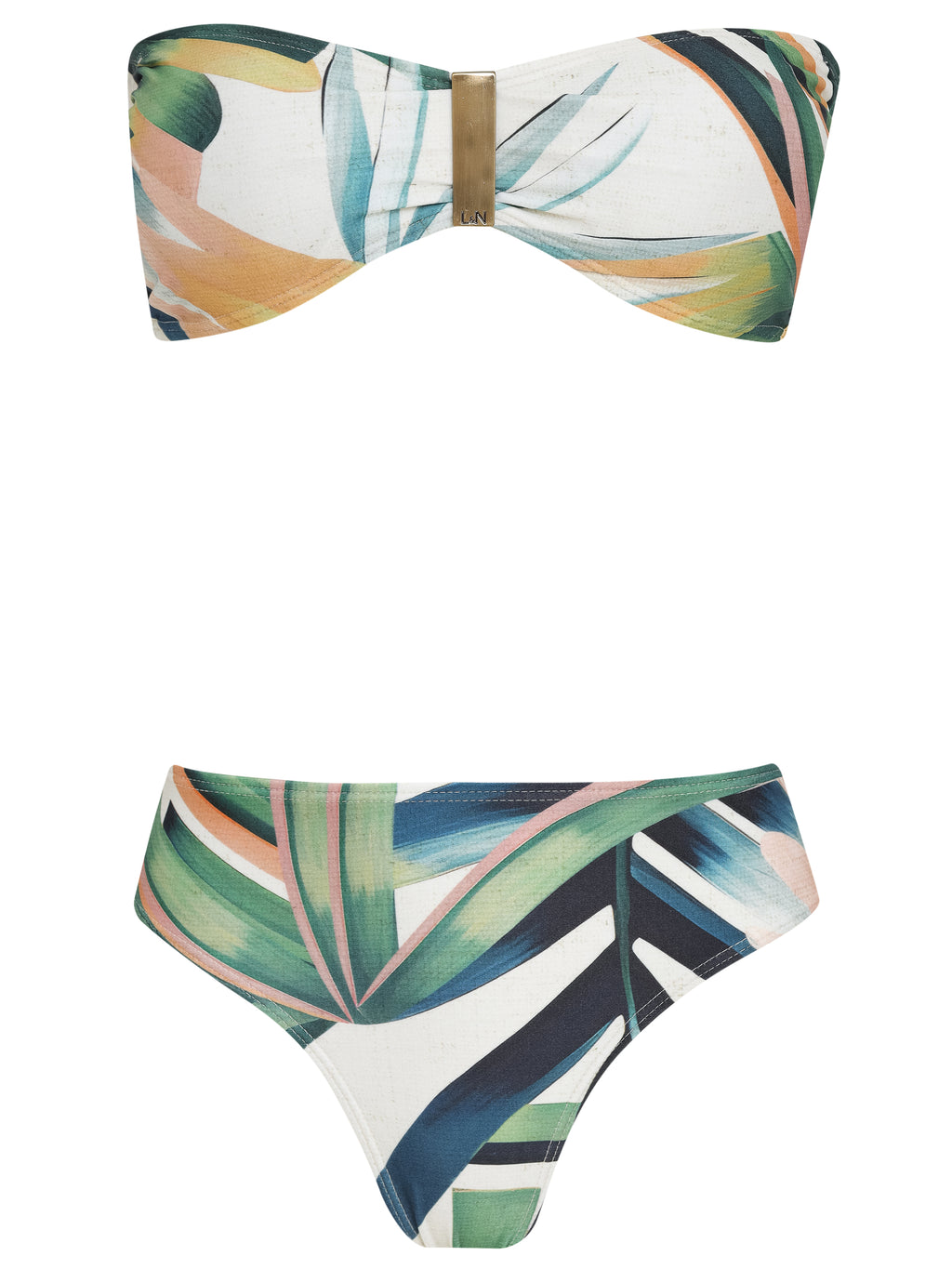 Ester Foliage-Print Bikini Set Strapless