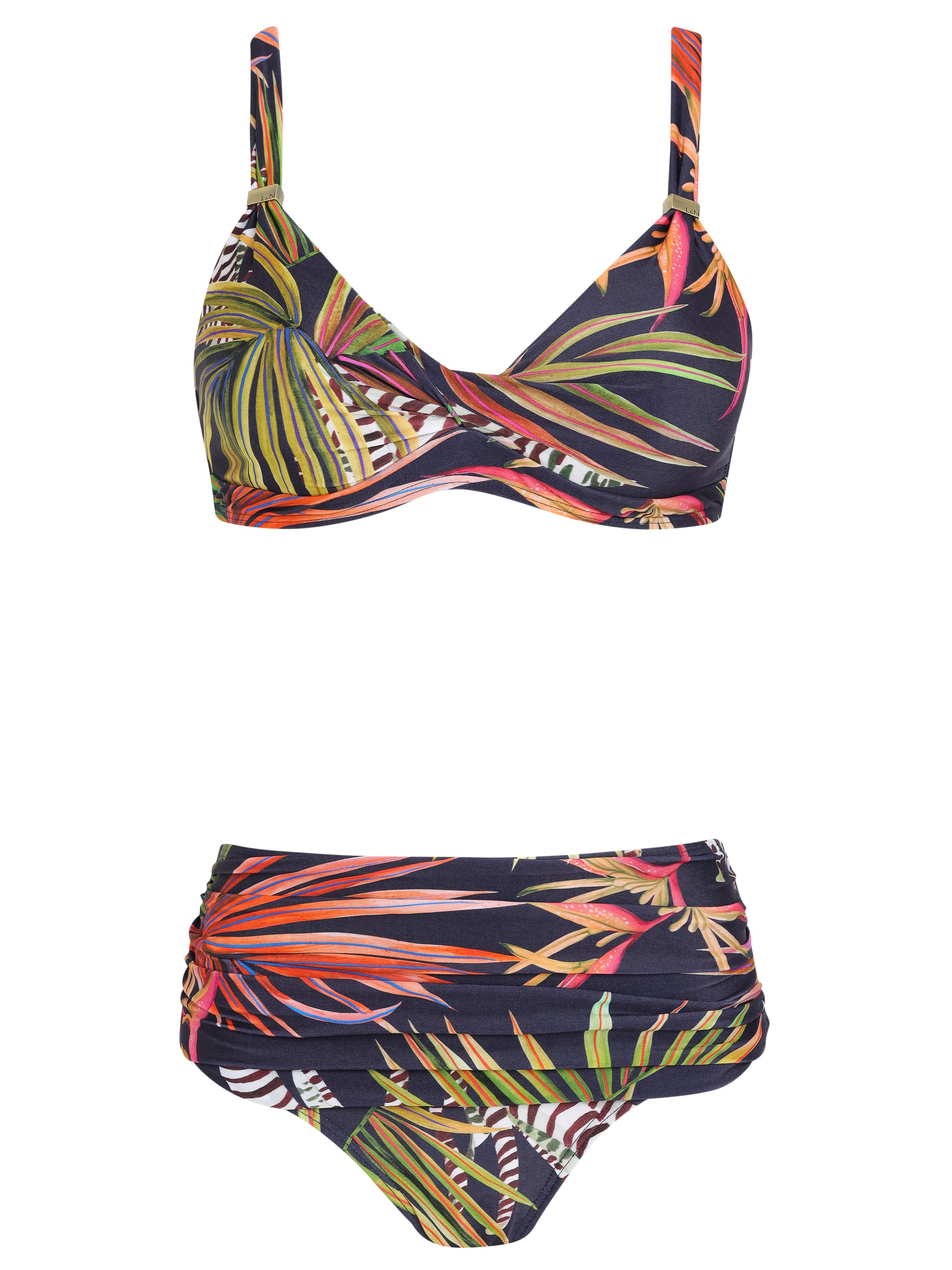 Marianne Foliage-Print Ruched-Detail Bikini Set