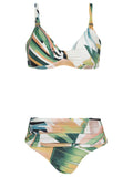 Marianne Foliage-Print Ruched-Detail Bikini Set