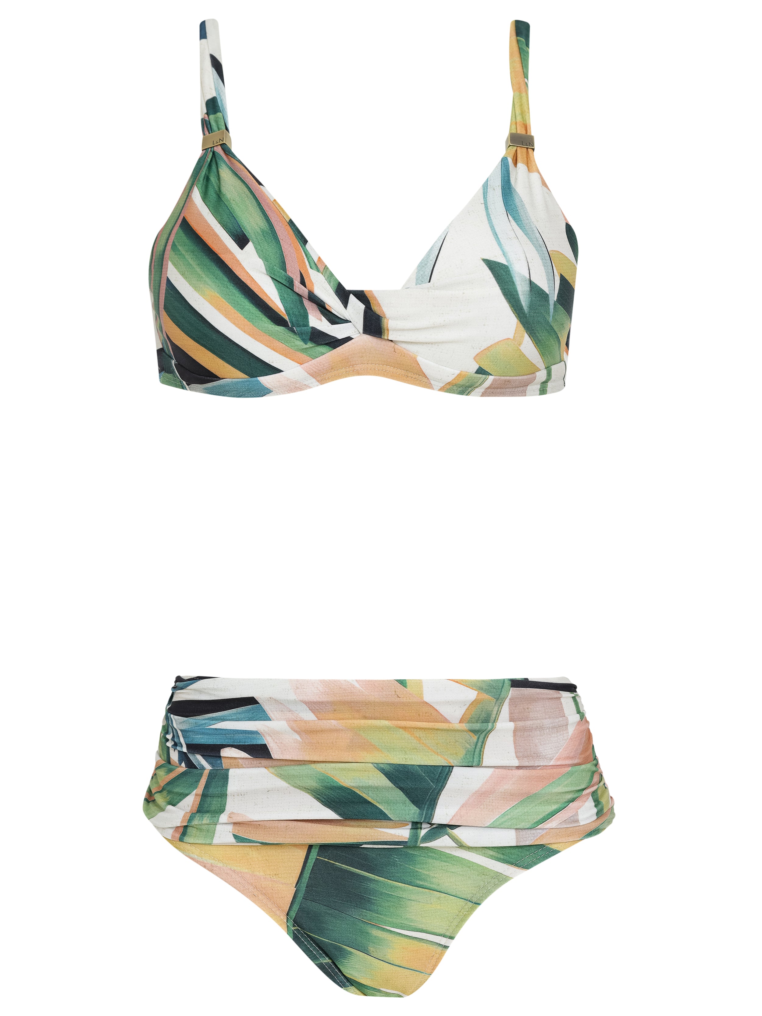 Marianne Foliage-Print Ruched-Detail Bikini Set