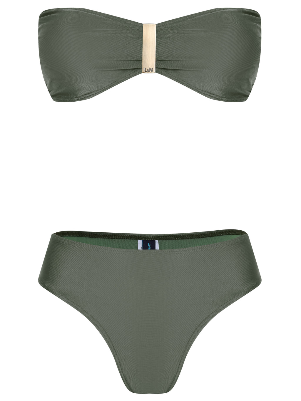 Ester Green Plain Bikini Set Strapless